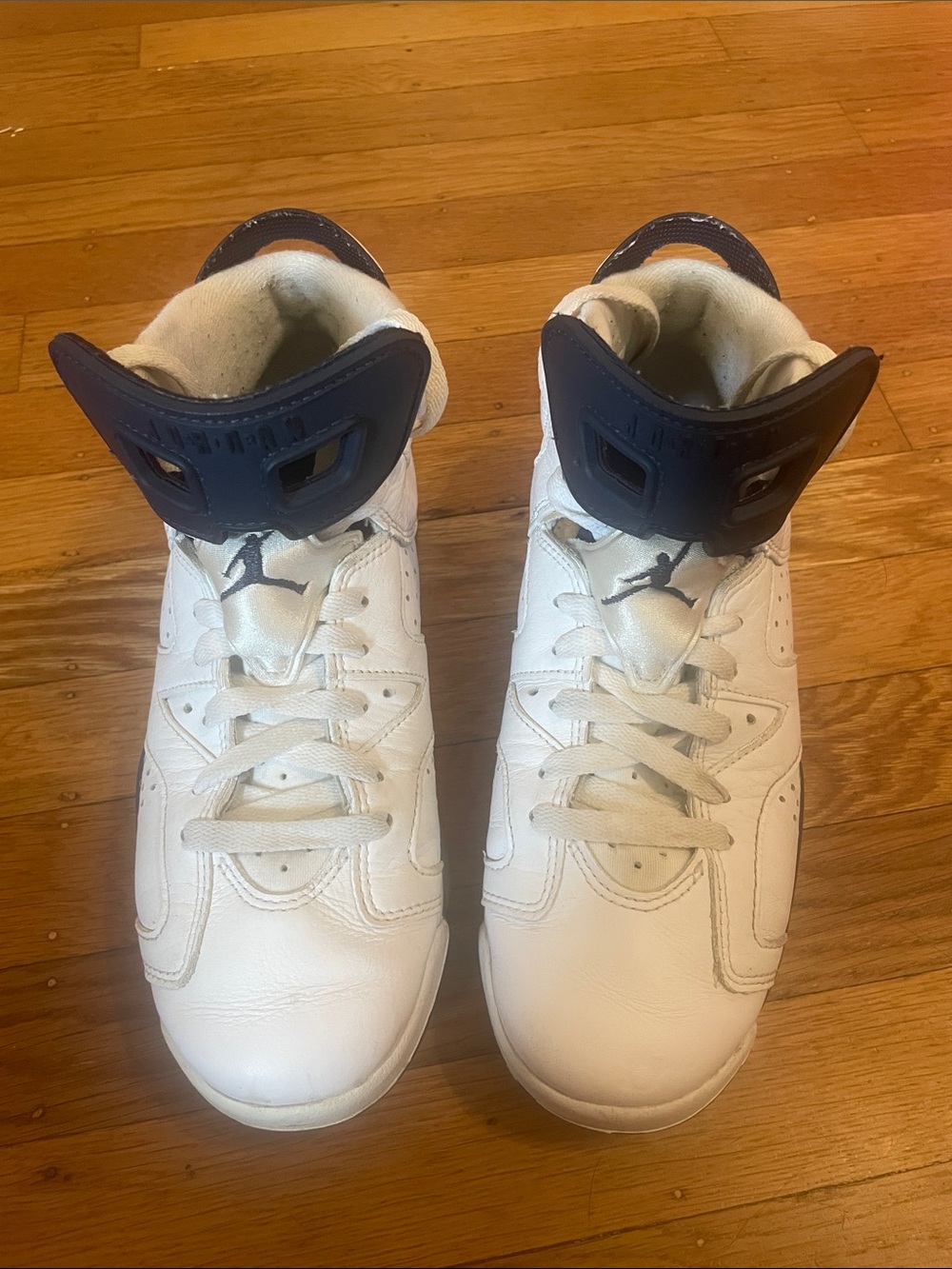 Jordan Men’s White & Navy High-Top Basketball Sneakers